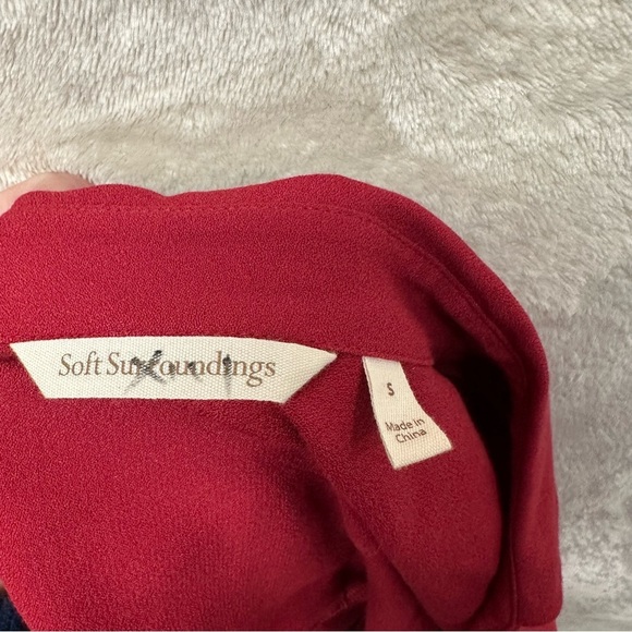 Soft surroundings Poet blouse Elegant Red Women's small button detail - Picture 8 of 8